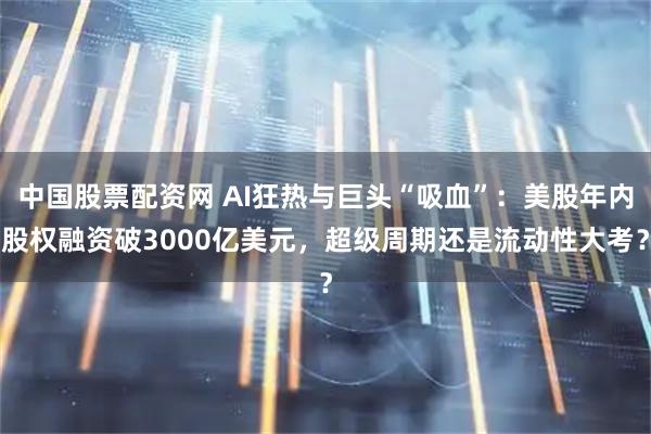 中国股票配资网 AI狂热与巨头“吸血”:美股年内股权融资破3000亿美元,超级周期还是流动性大考?